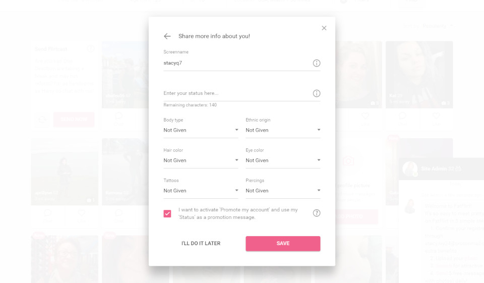 Signing-Up On FatFlirt